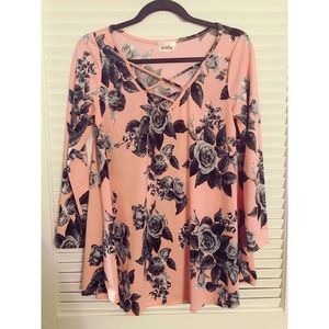 Pink Floral Cross-Cross Top